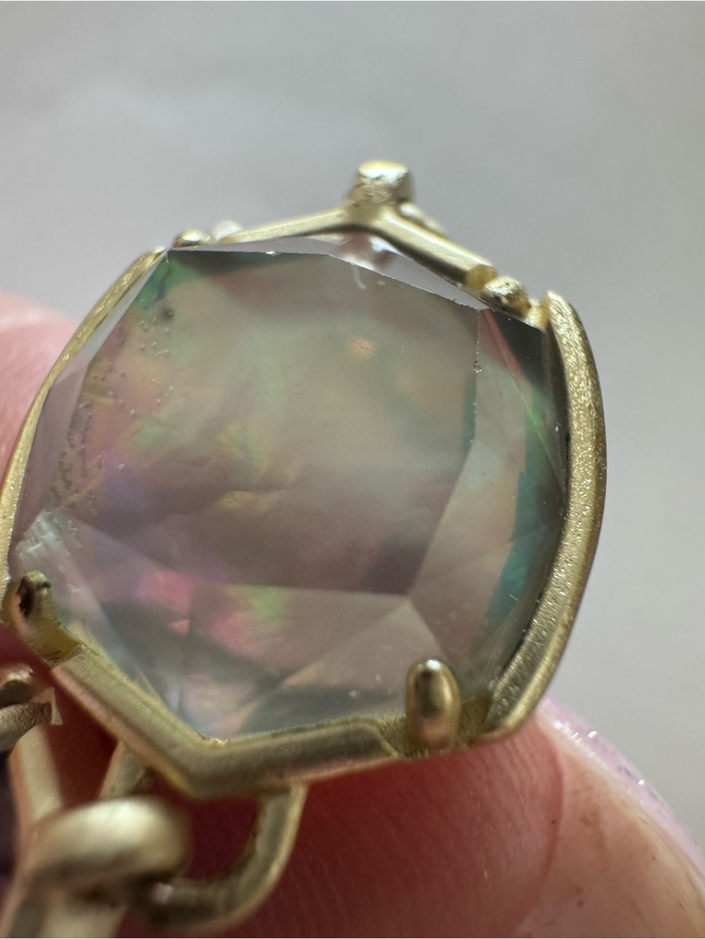 Chico's Iridescent Mystic Glass Ring - Gold Tone
